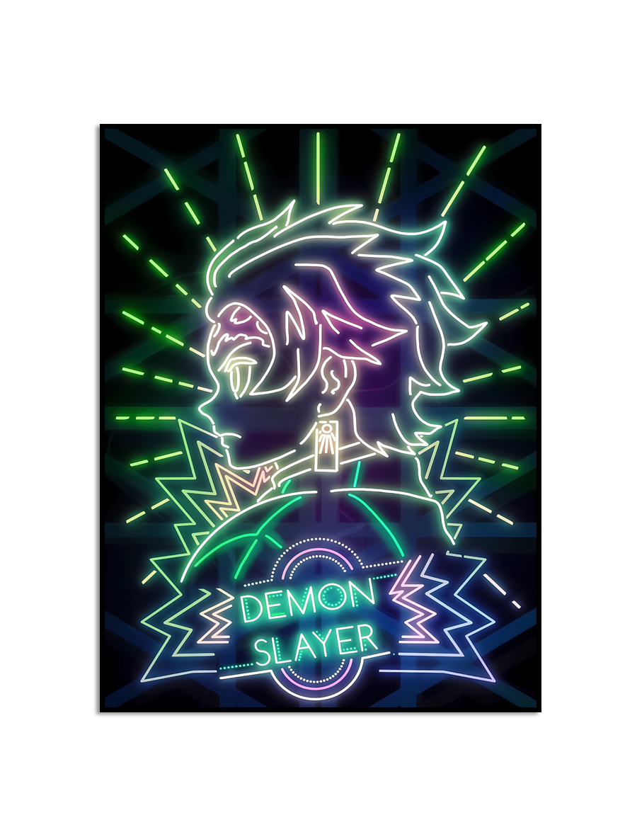 Poster - Japanse Anime Figuur / Neon / DEMON SLAYER