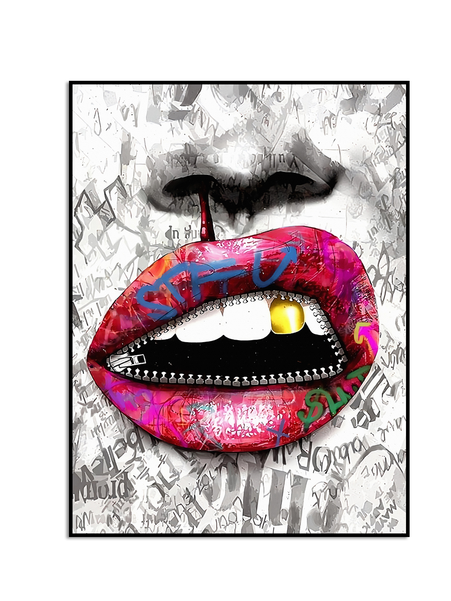 Poster - Abstracte Kunst / Rode Rits Lippen