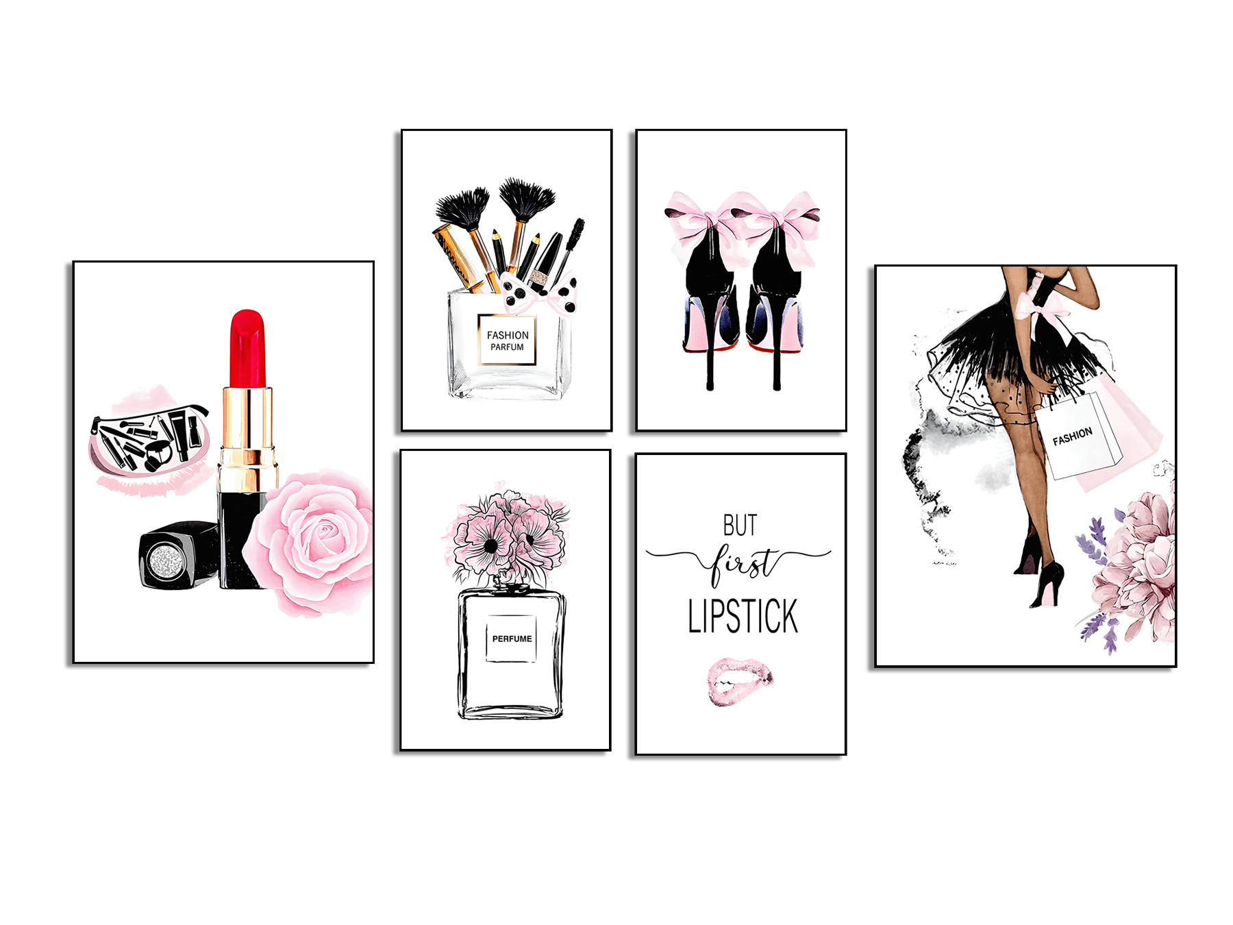Poster - Vrouwen cosmetische modekunst / Set van 6