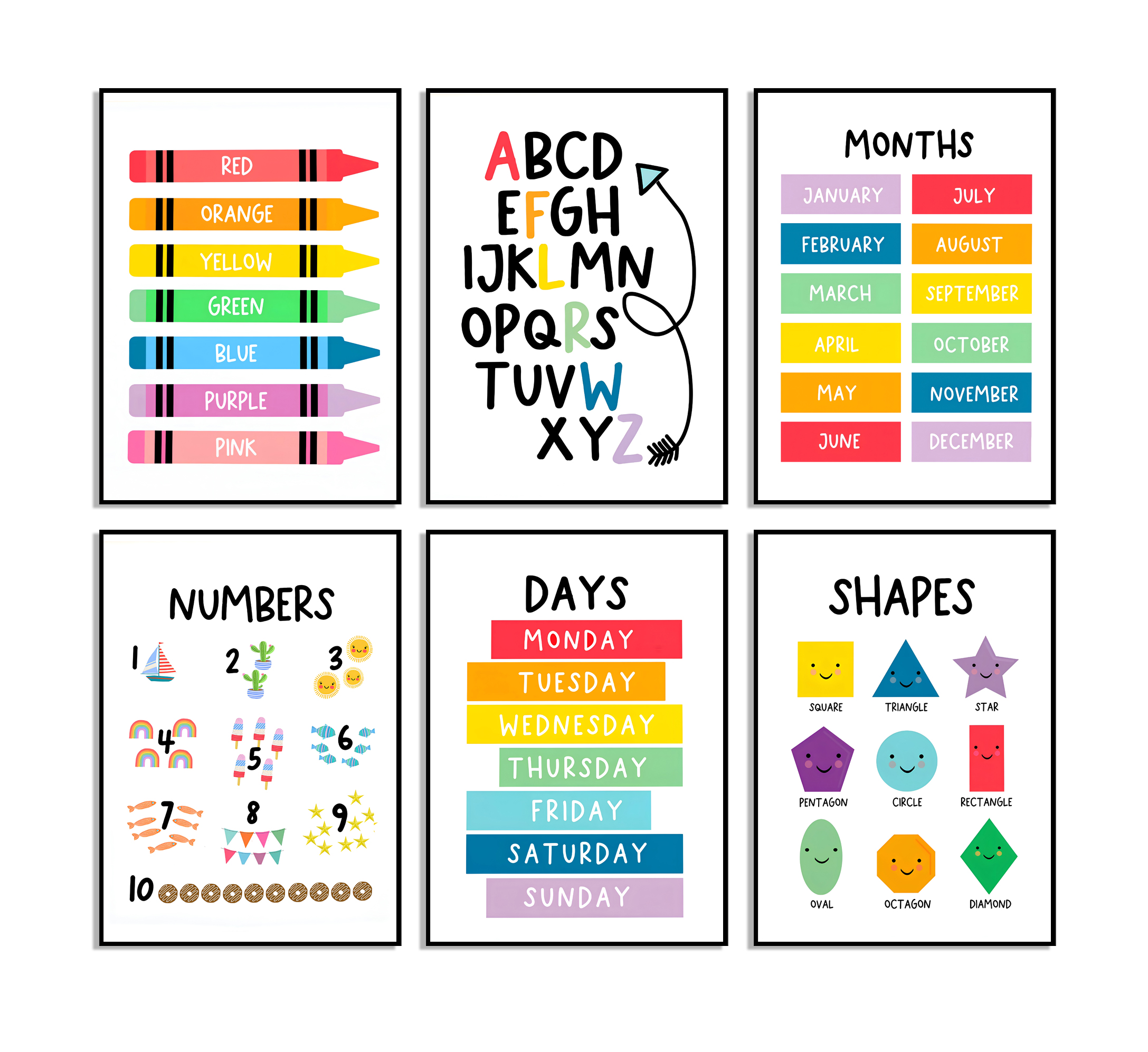 Affiche - Leerposters voor kinderen / Set van 6