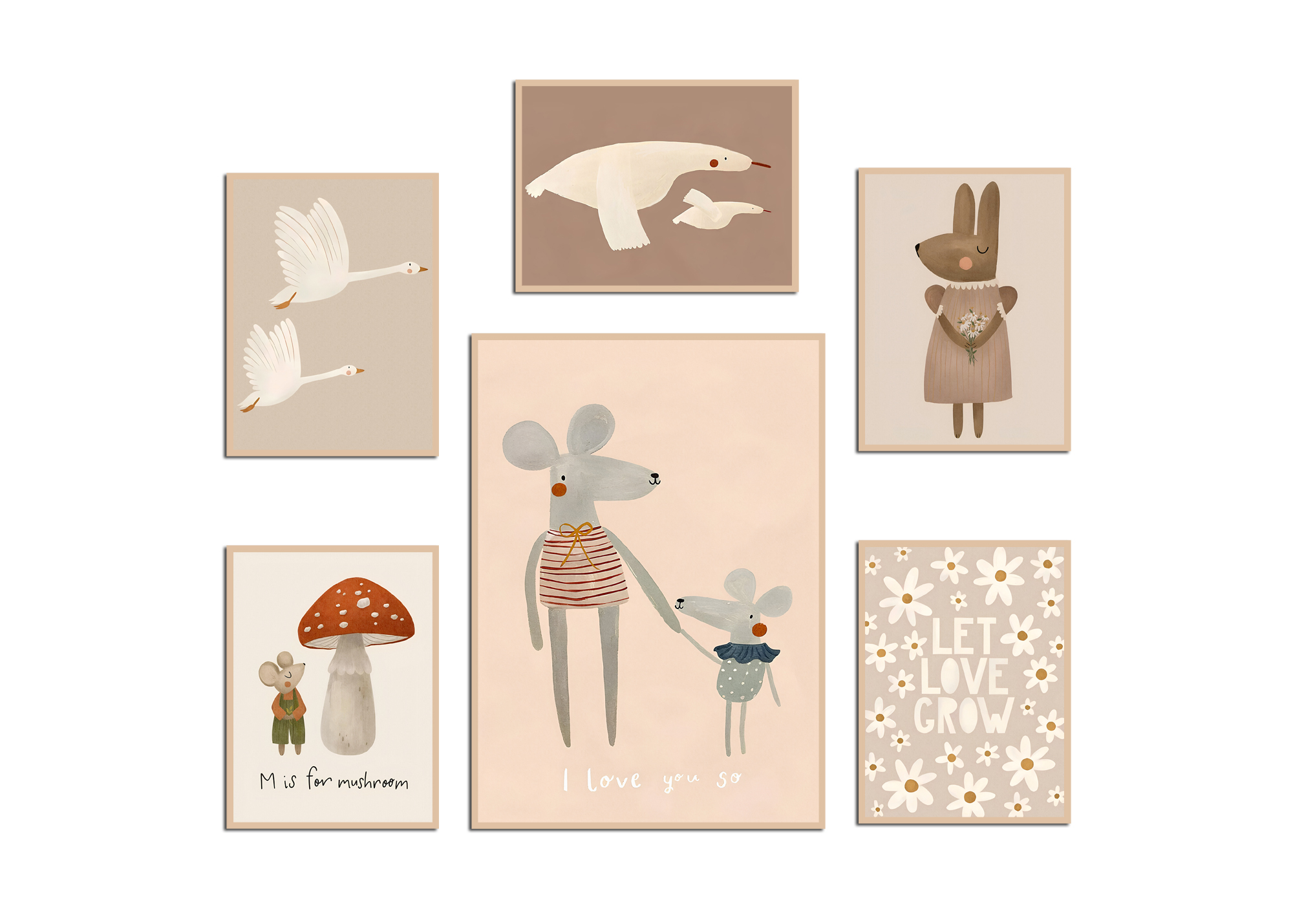Posters - Let love grow /set van 6