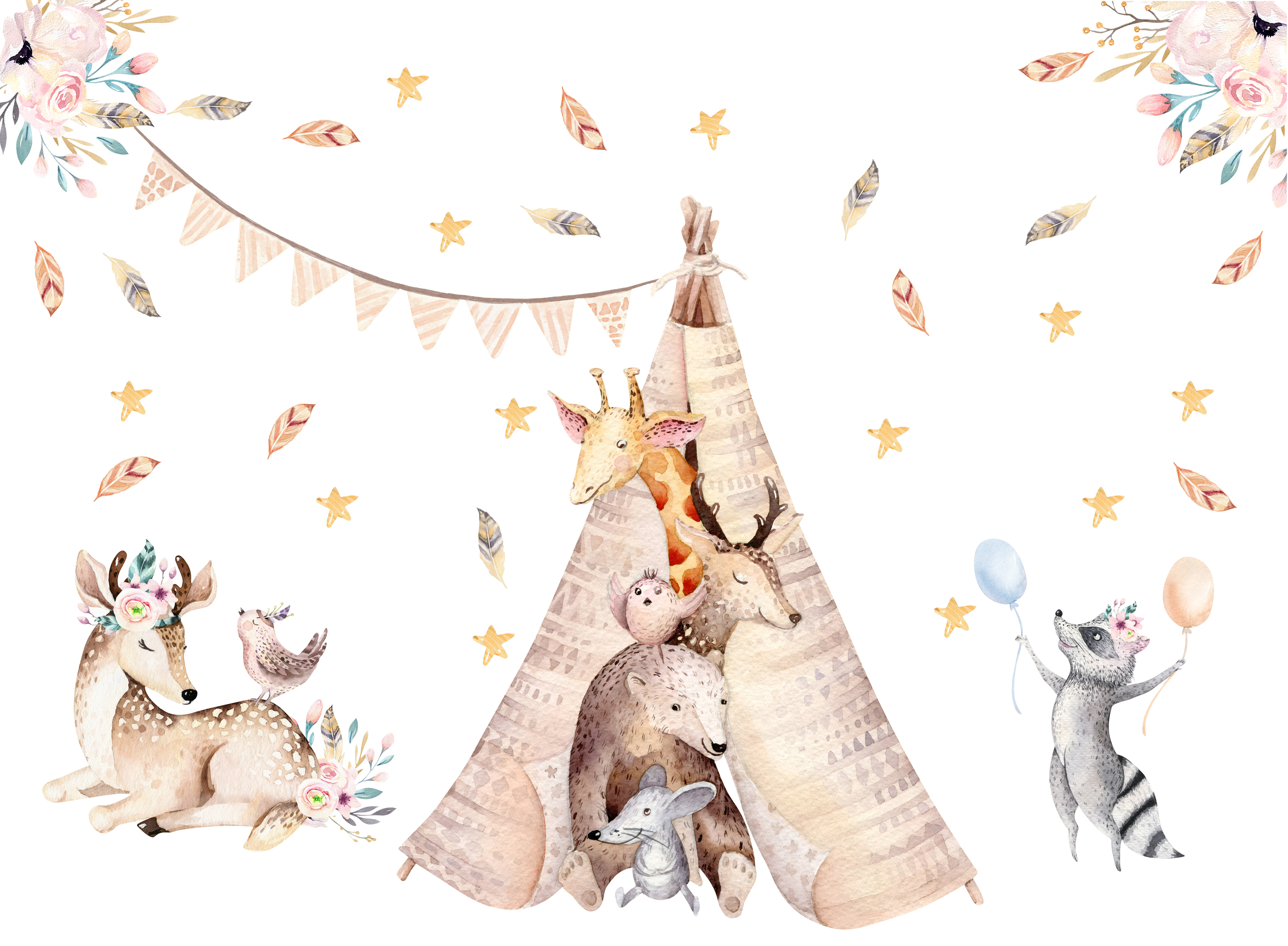 Muursticker - Boho Bos Animlas