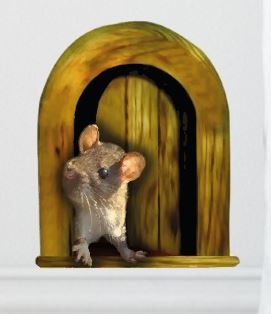 Muursticker - Huismuis in Deur