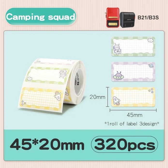 NIIMBOT Label Stickers B1 / B21 / B3-serie 45 x 20 mm / 320 stuks / Campingteam