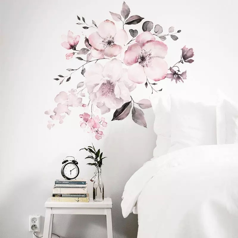 Muursticker - Roze bloemen