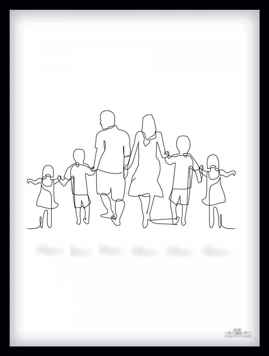 Poster - Gezin / 4 kinderen / 2 zoons en 2 dochters / Gepersonaliseerd