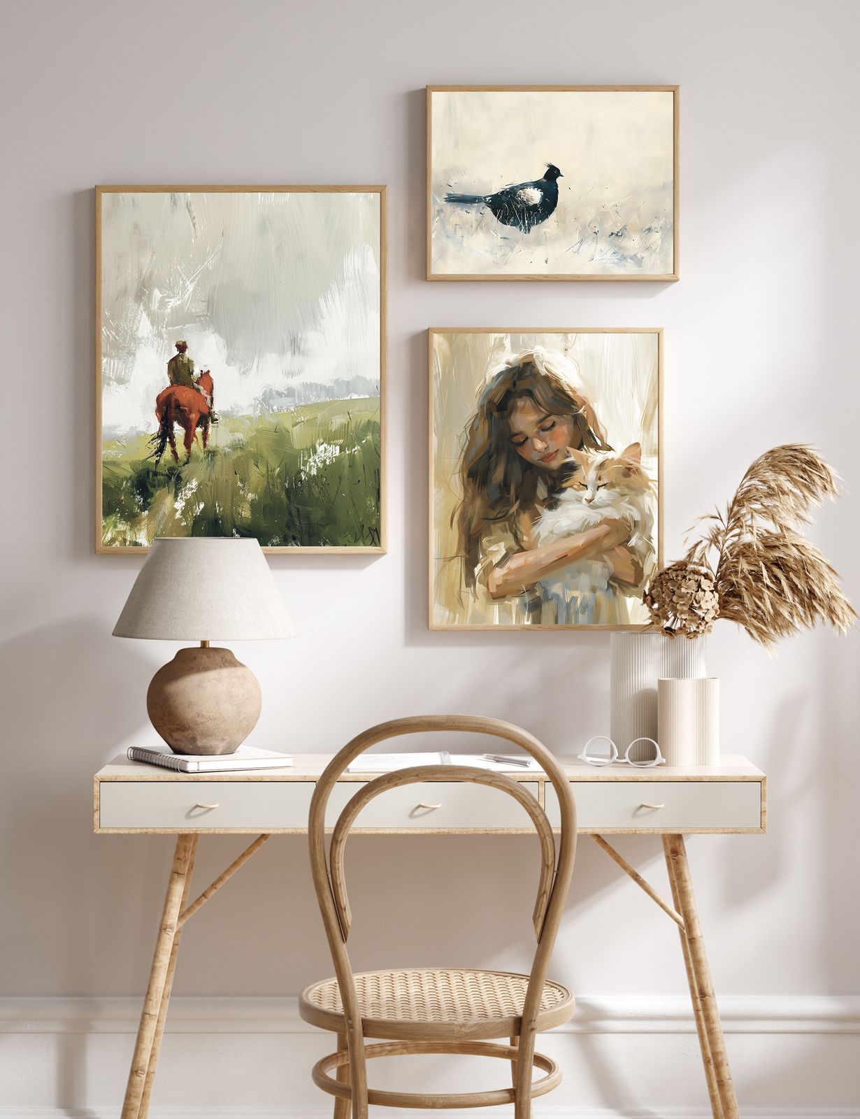 Poster - Meisje en Natuurkunst / Set van 3