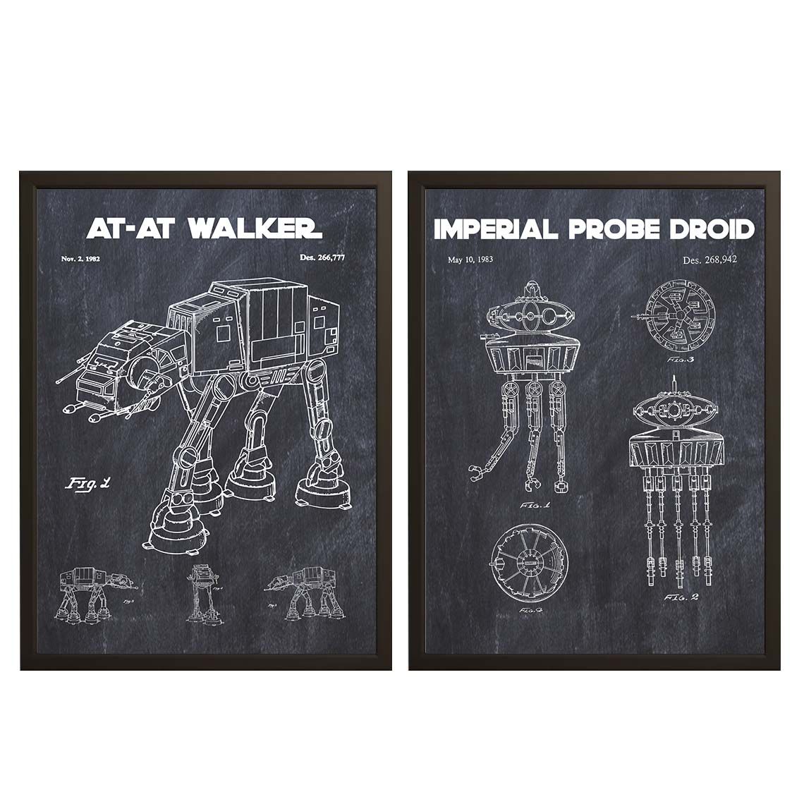 Octrooitekening Poster - AT-AT & Probe Droid / Set van 2