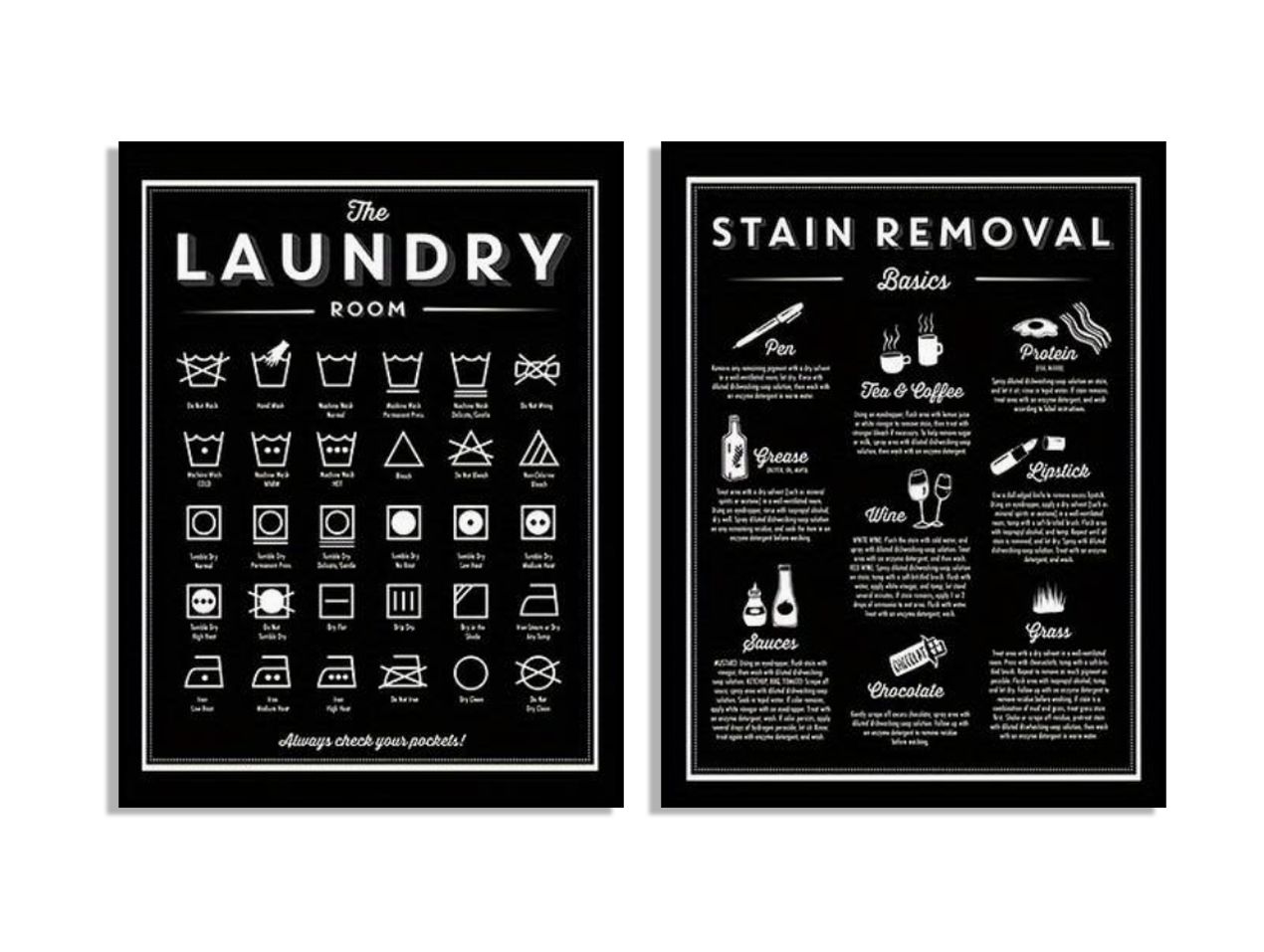 Waskamer en Vlekverwijdering Poster - Set of 2