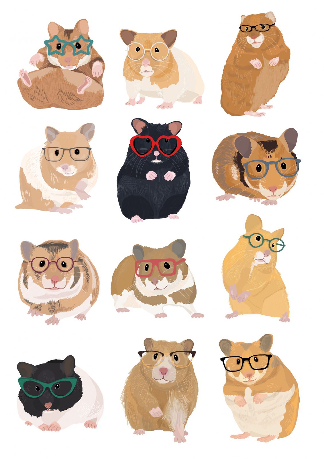 Poster - Hamsters met Brillen