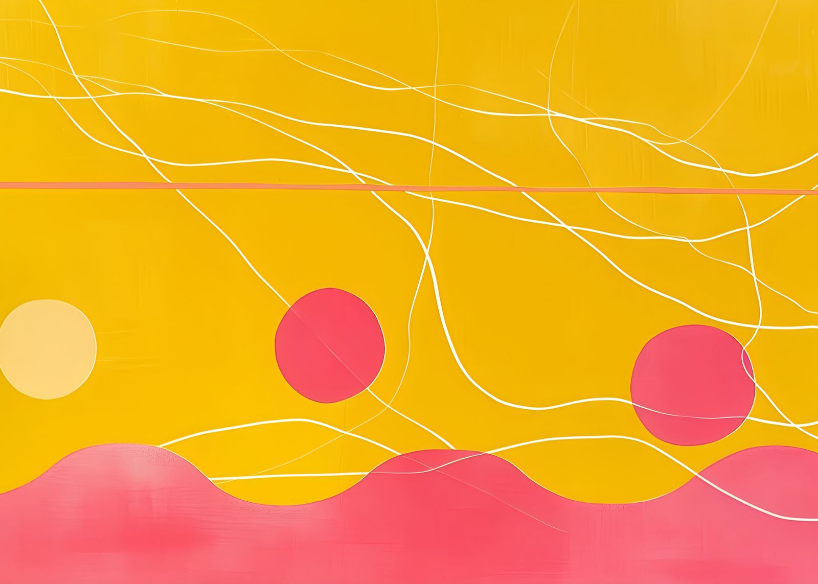 Poster - Abstract Geel en Roze