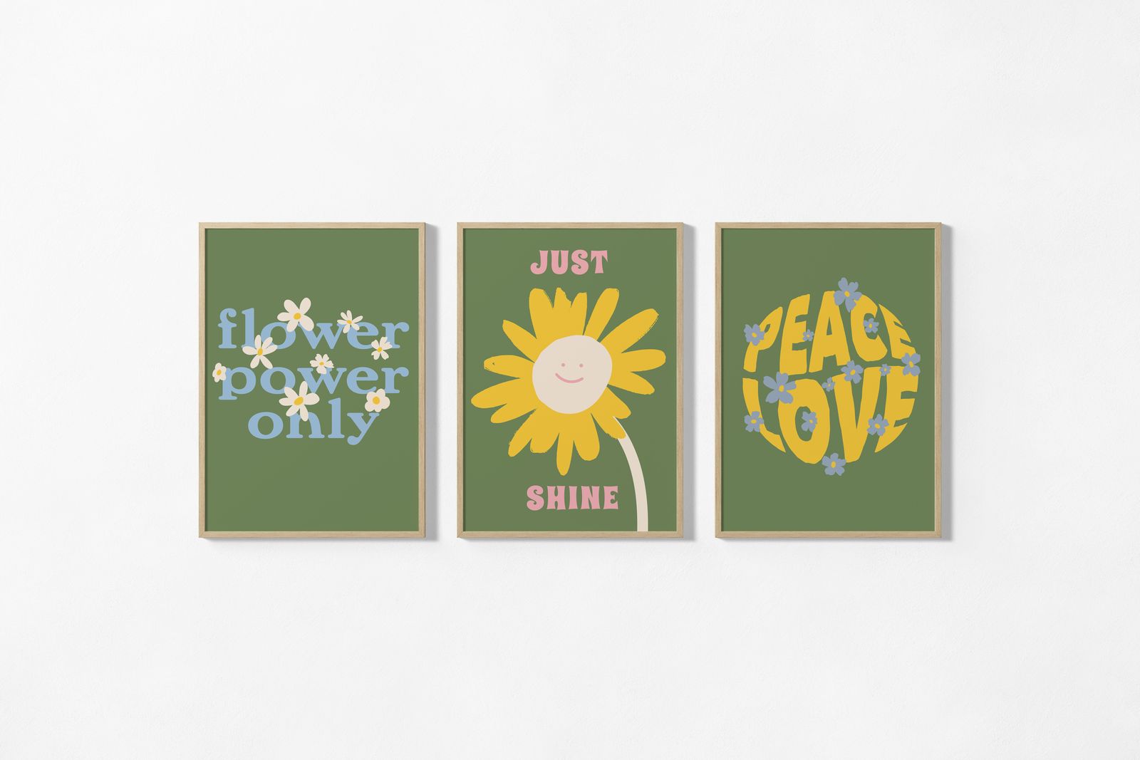 Poster - Flower Power Peace Set van 3