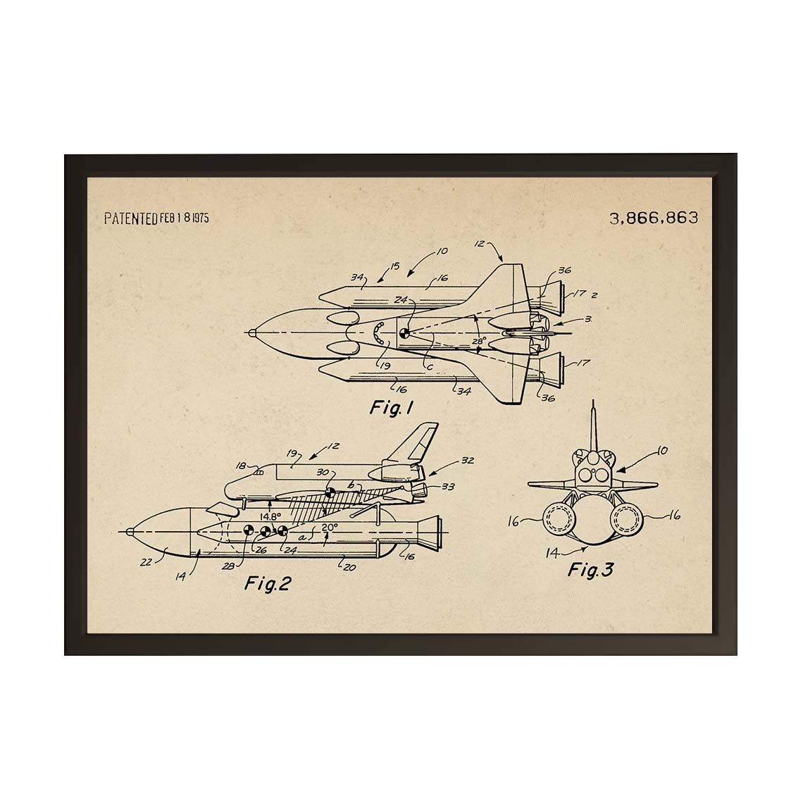 Patentschets Poster - Space Shuttle
