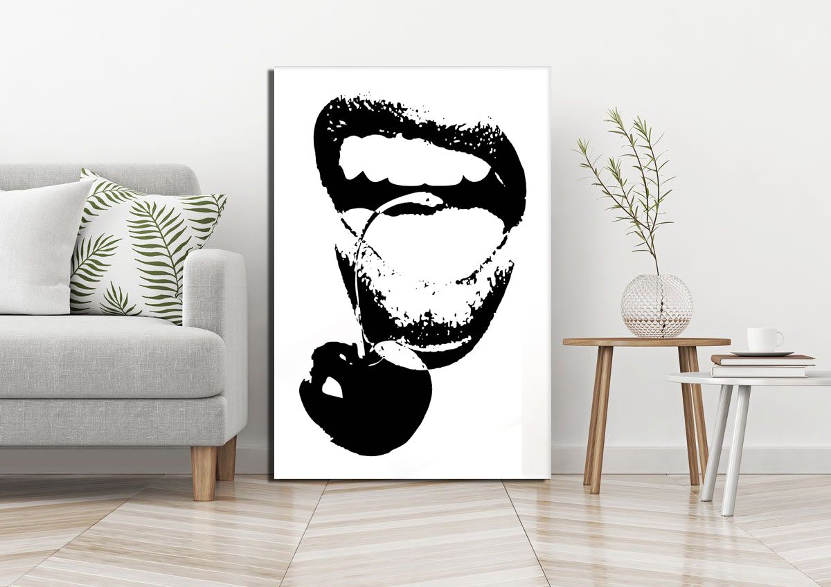 Zwart-wit Kersenlippen Poster