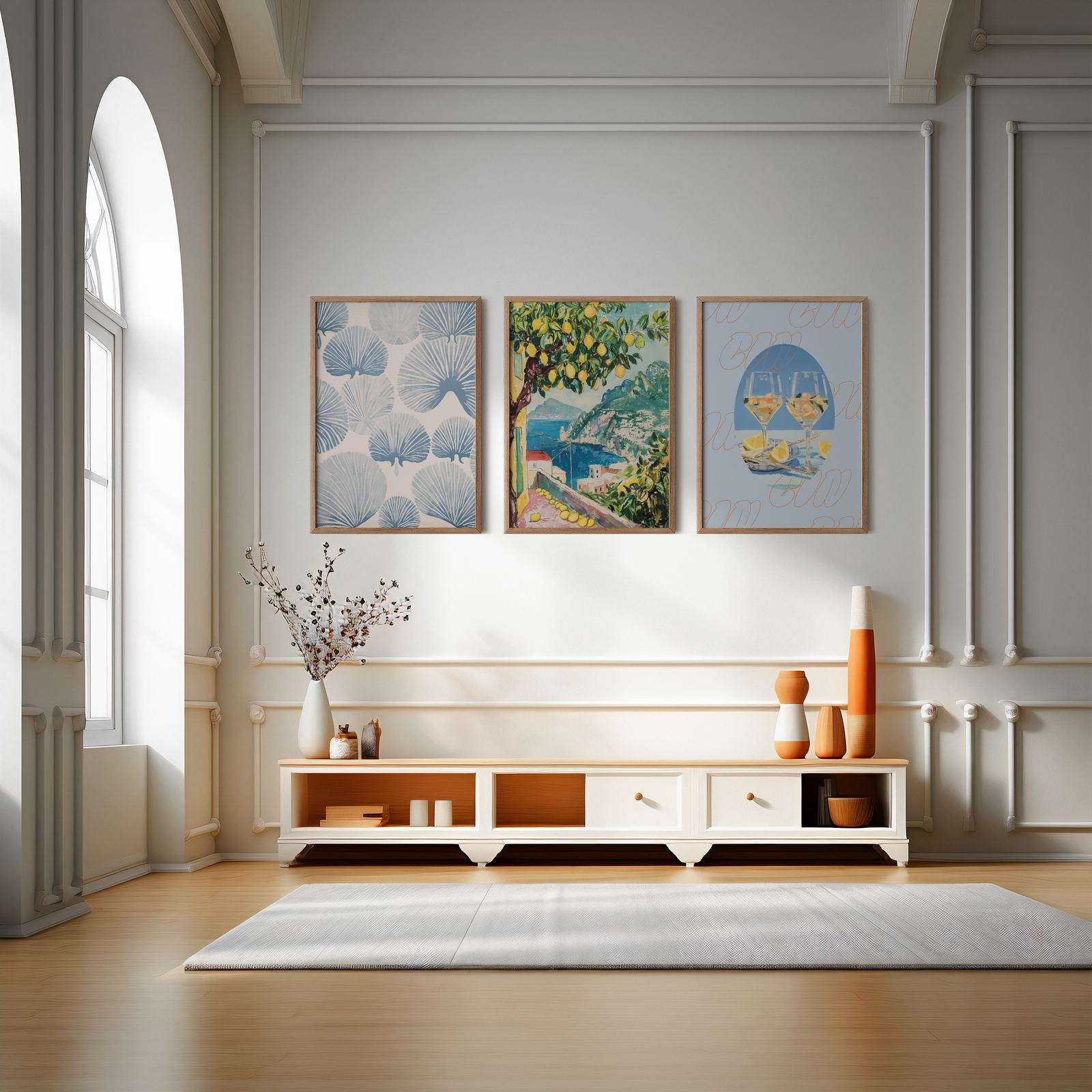 Poster - Kustcitroenen en Wijn / Set van 3