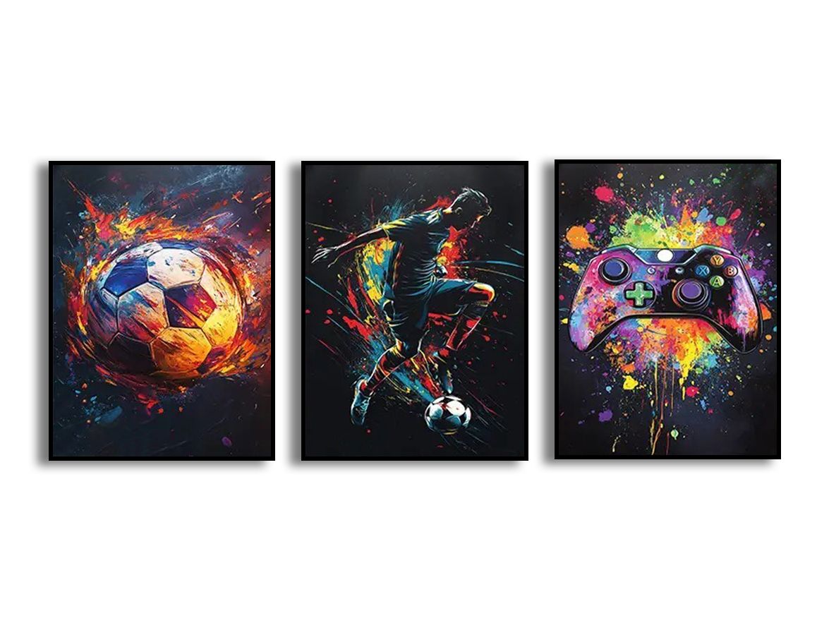 Poster - Voetbal en Gaming / Set van 3
