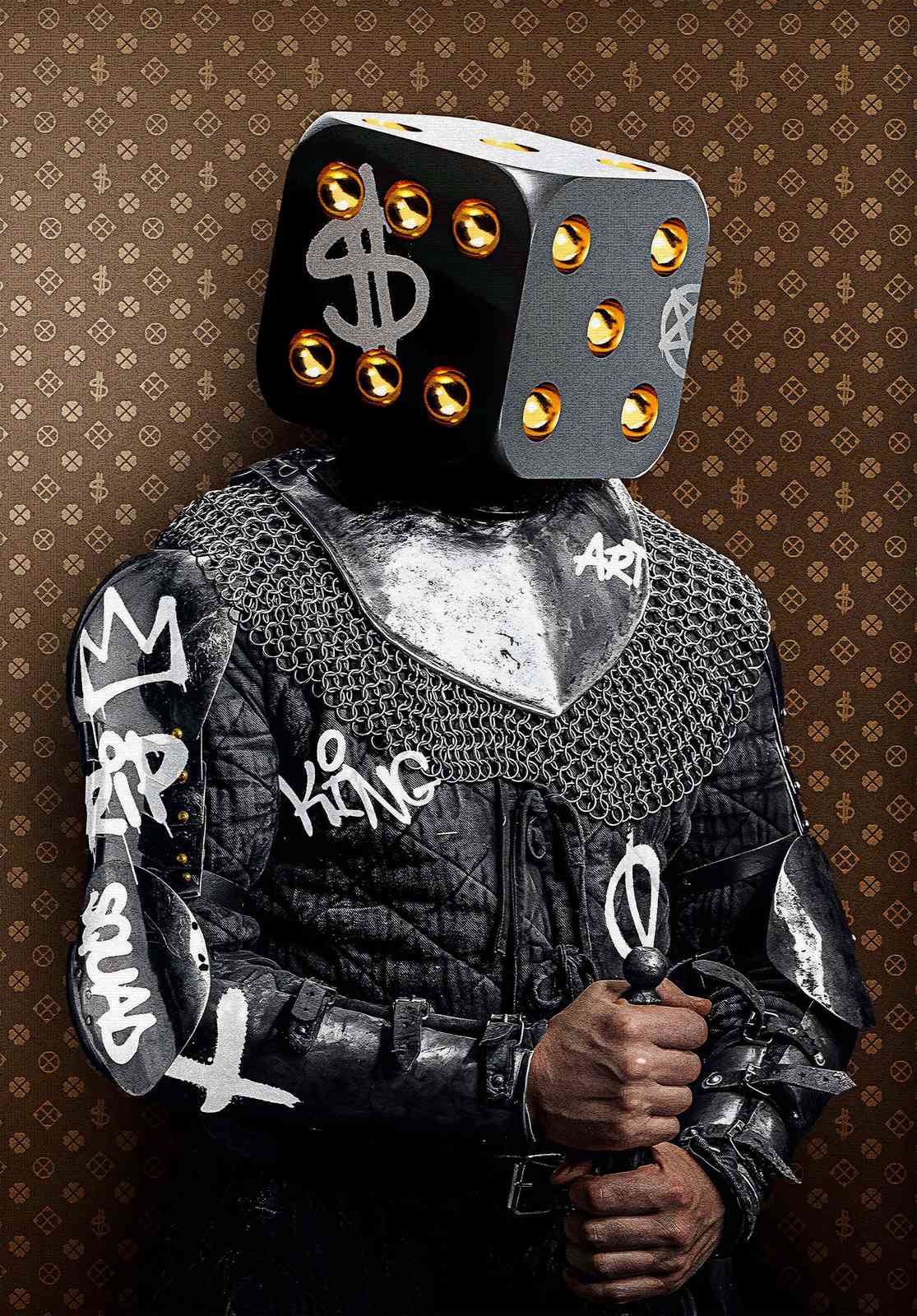 Poster - Dobbelsteen Hoofd Kunstwerk