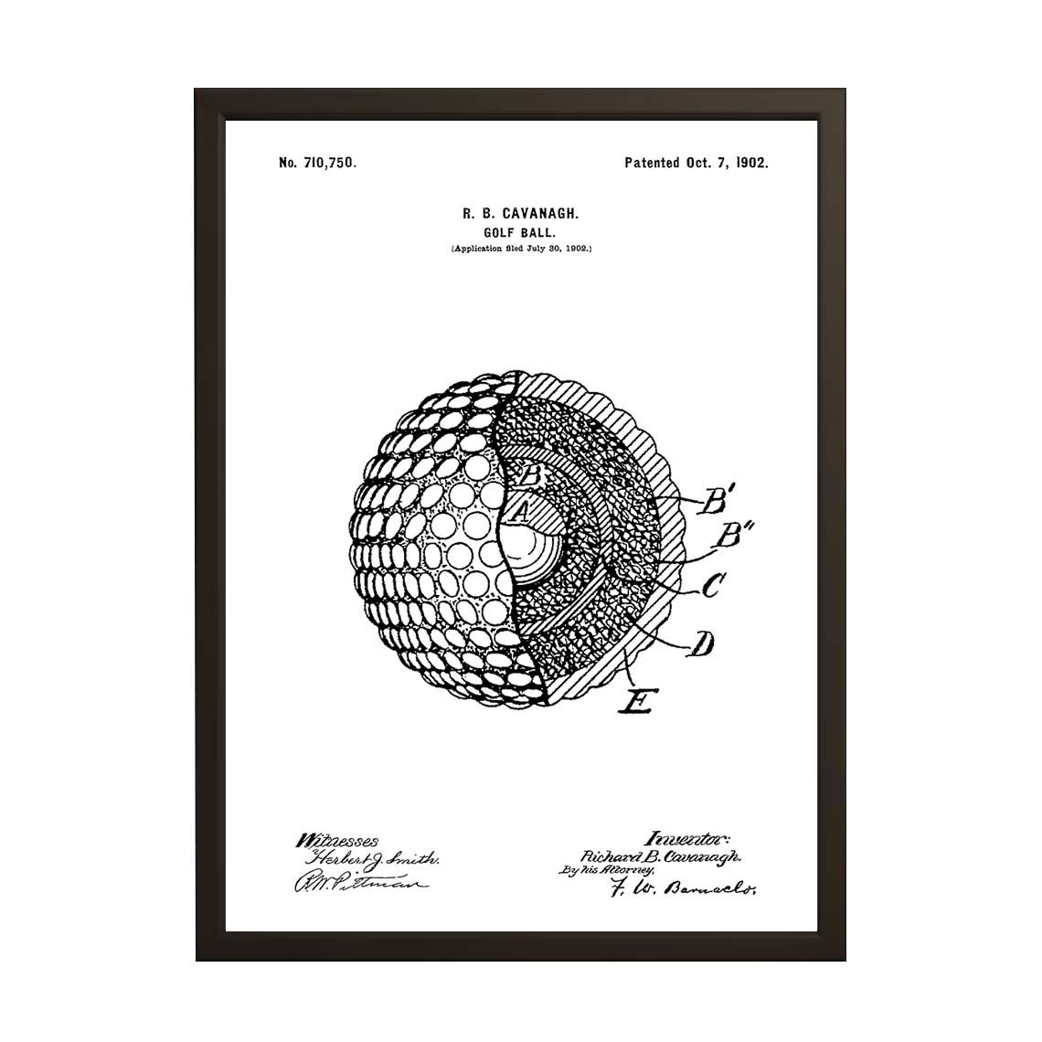 Octrooittekening Poster - Golfbal