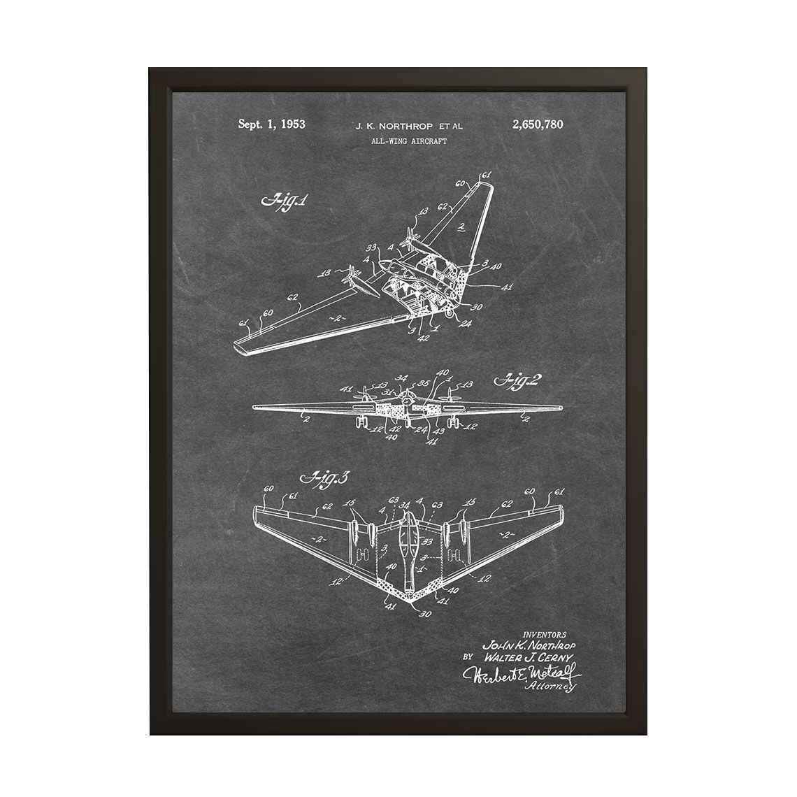 Patent Teken Poster - All-Wing Vliegtuig