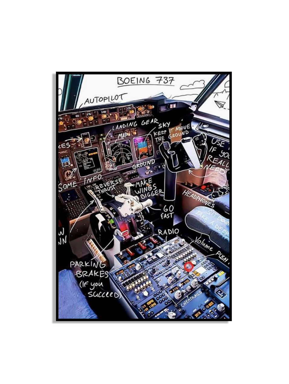 Boeing 737 Cockpit Muurposter