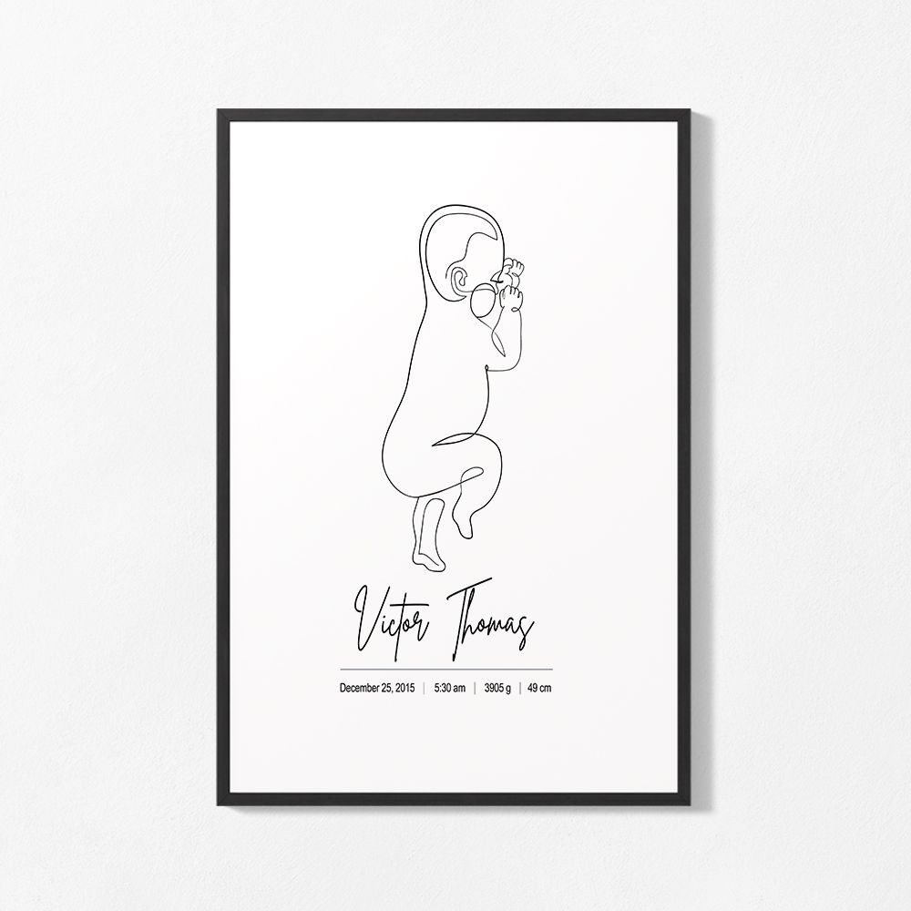 Gepersonaliseerde Geboorteposter - Minimalistisch Ontwerp