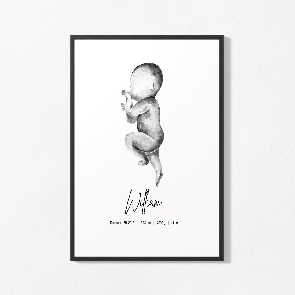 Gepersonaliseerde geboorte poster - Minimalistisch ontwerp