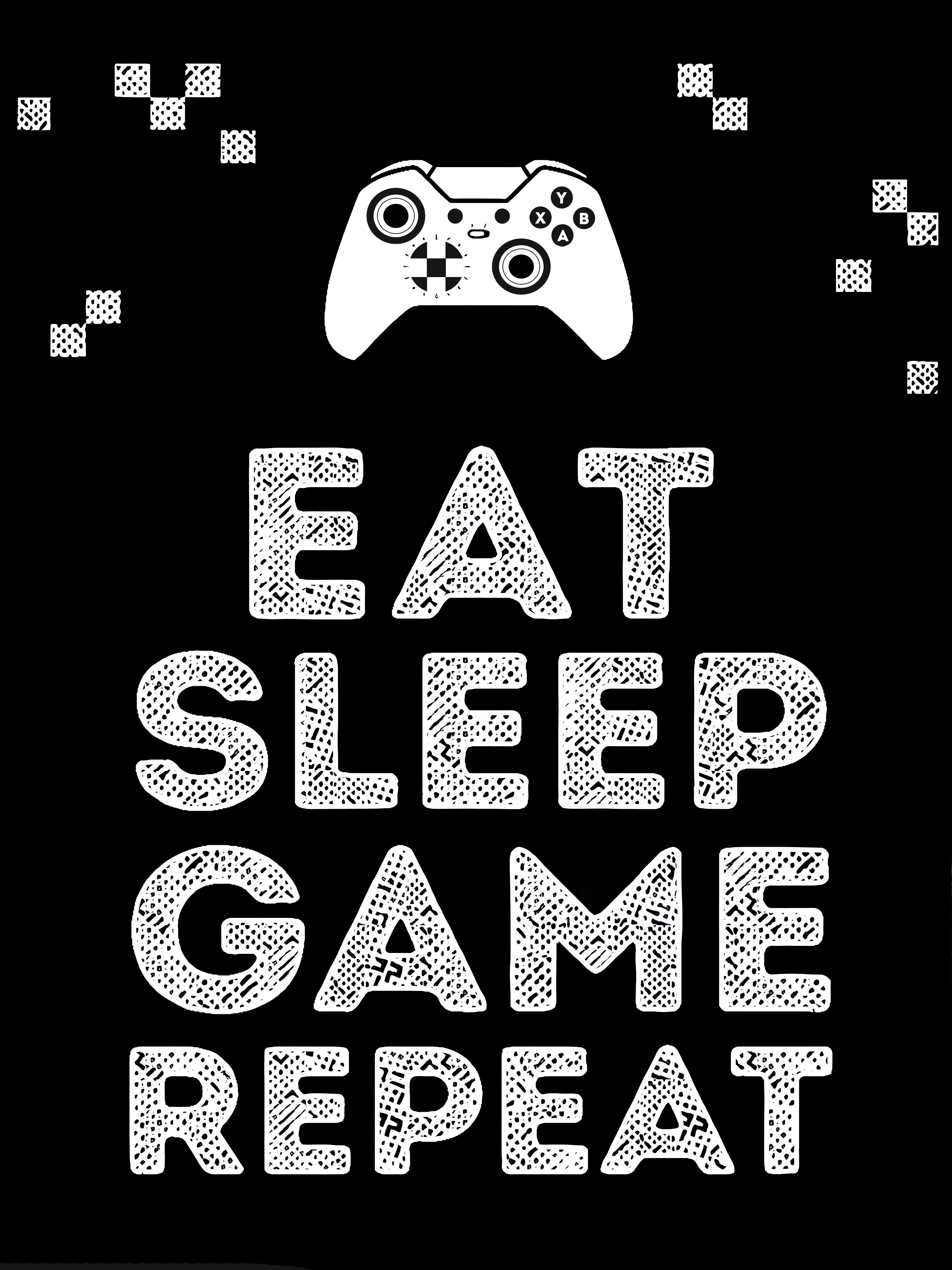 Poster - EAT SLEEP GAME REPEAT / Zwart