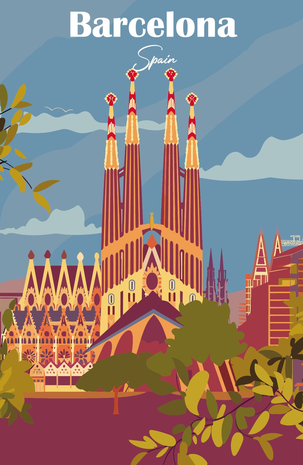 Poster - Barcelona Landmark Spanje