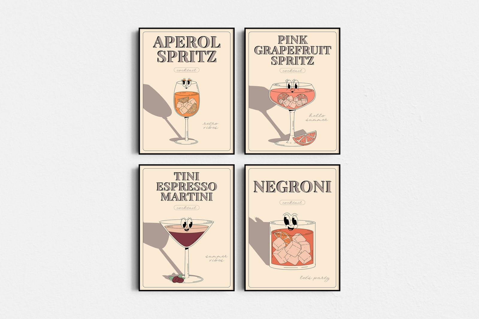 Poster - Cocktailkunst / Set van 4