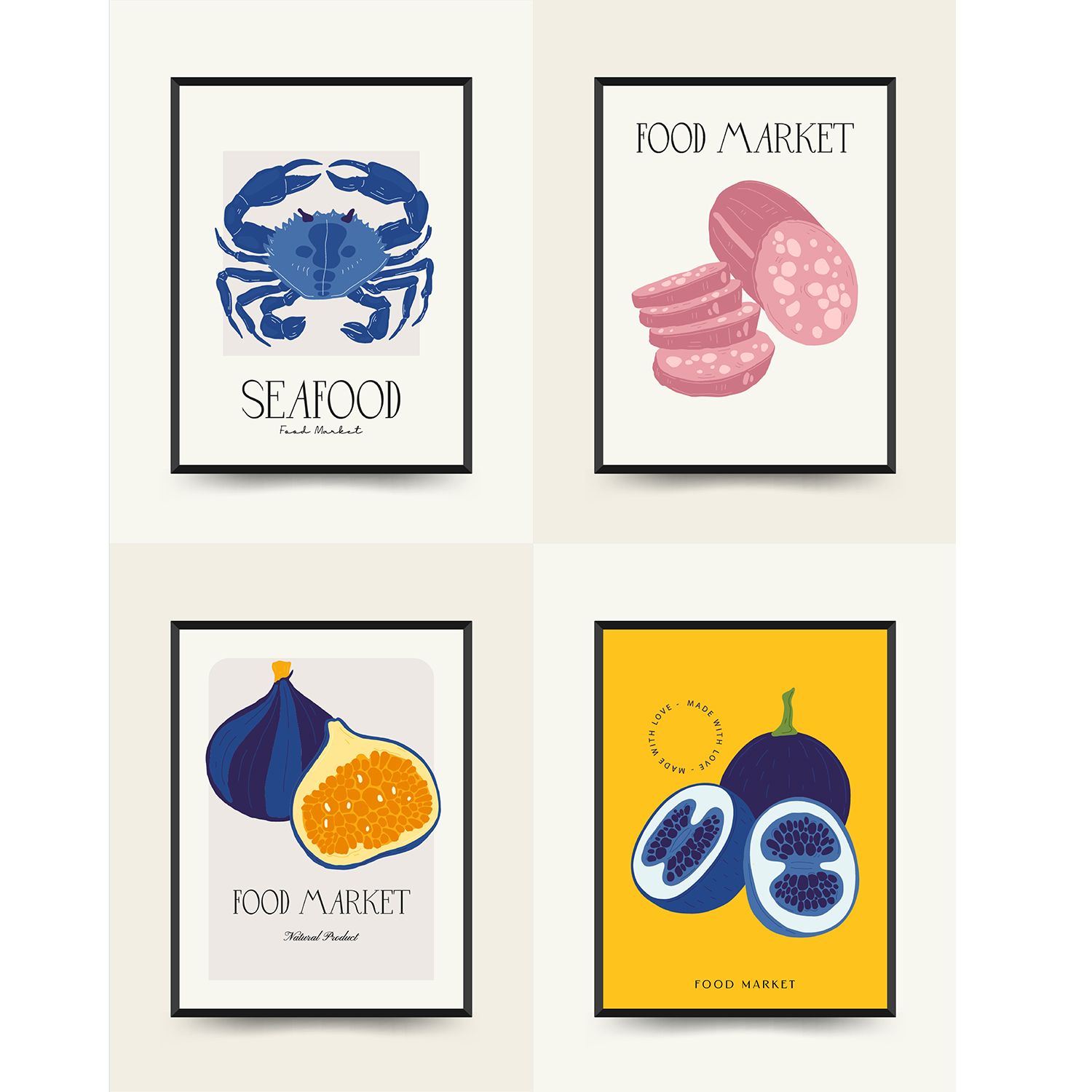 Poster - Food Market Collection / Set van 4