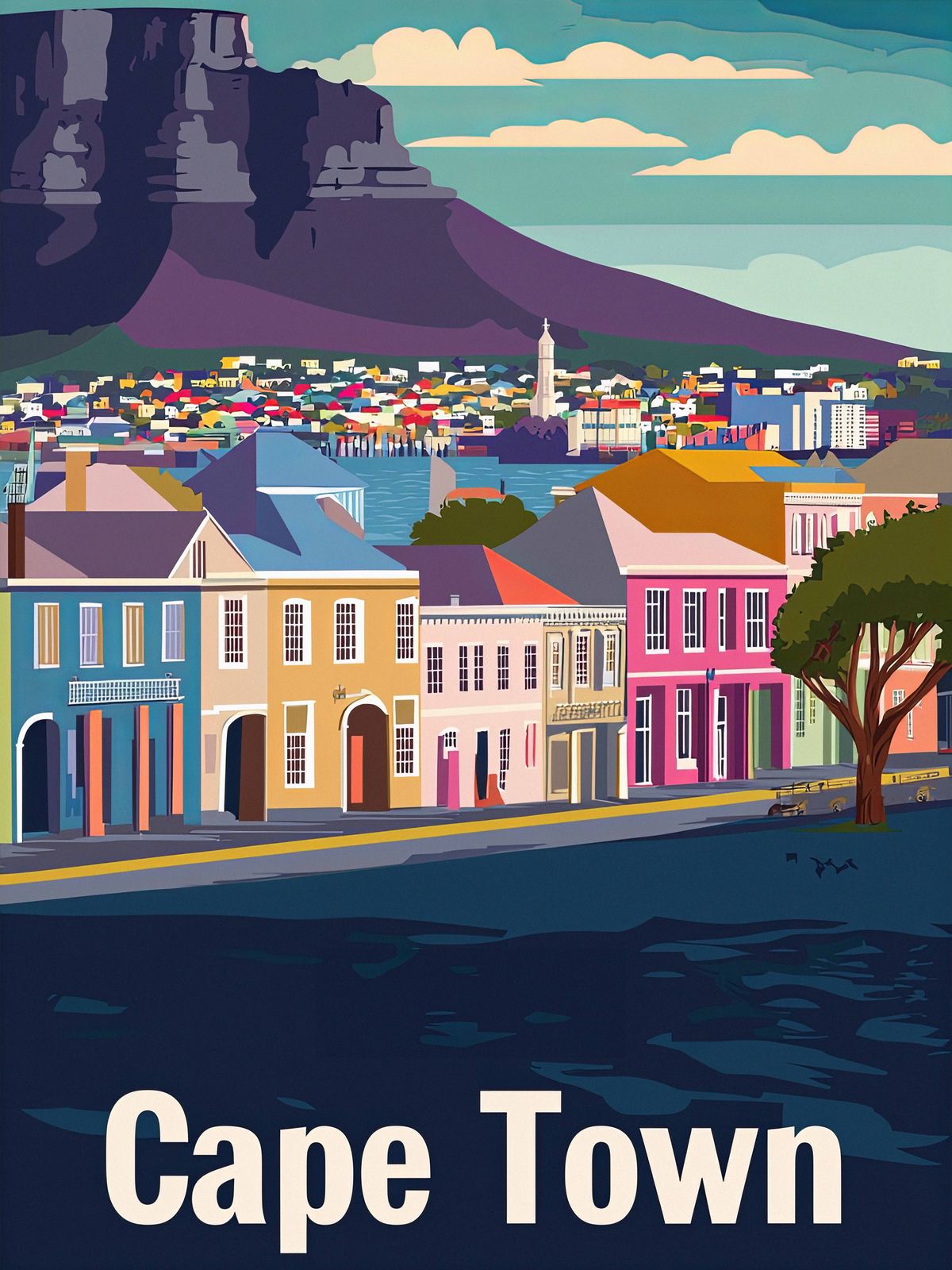 Poster - Kaapstad Stadssilhouet