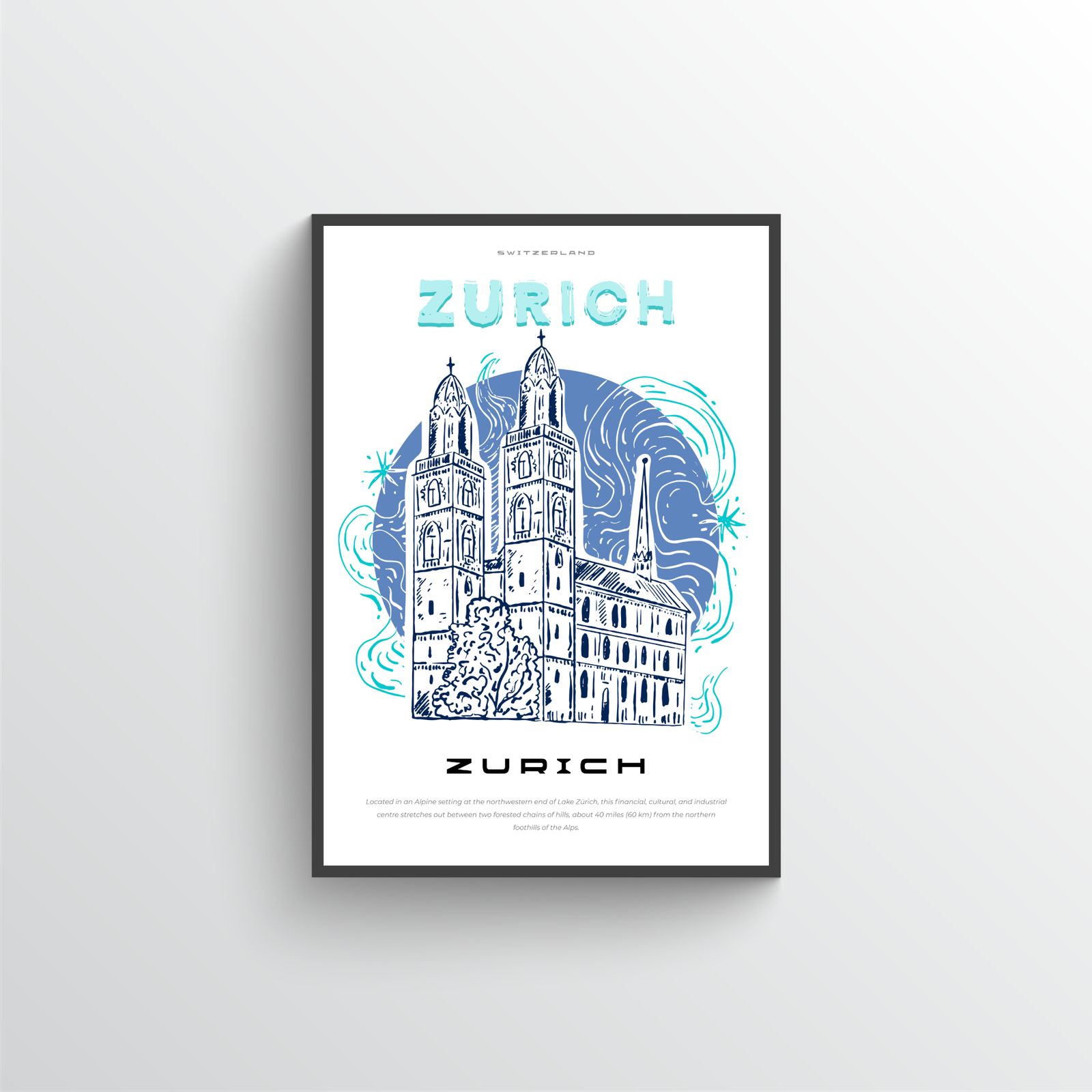 Zürich Stadsbeeld Muurposter