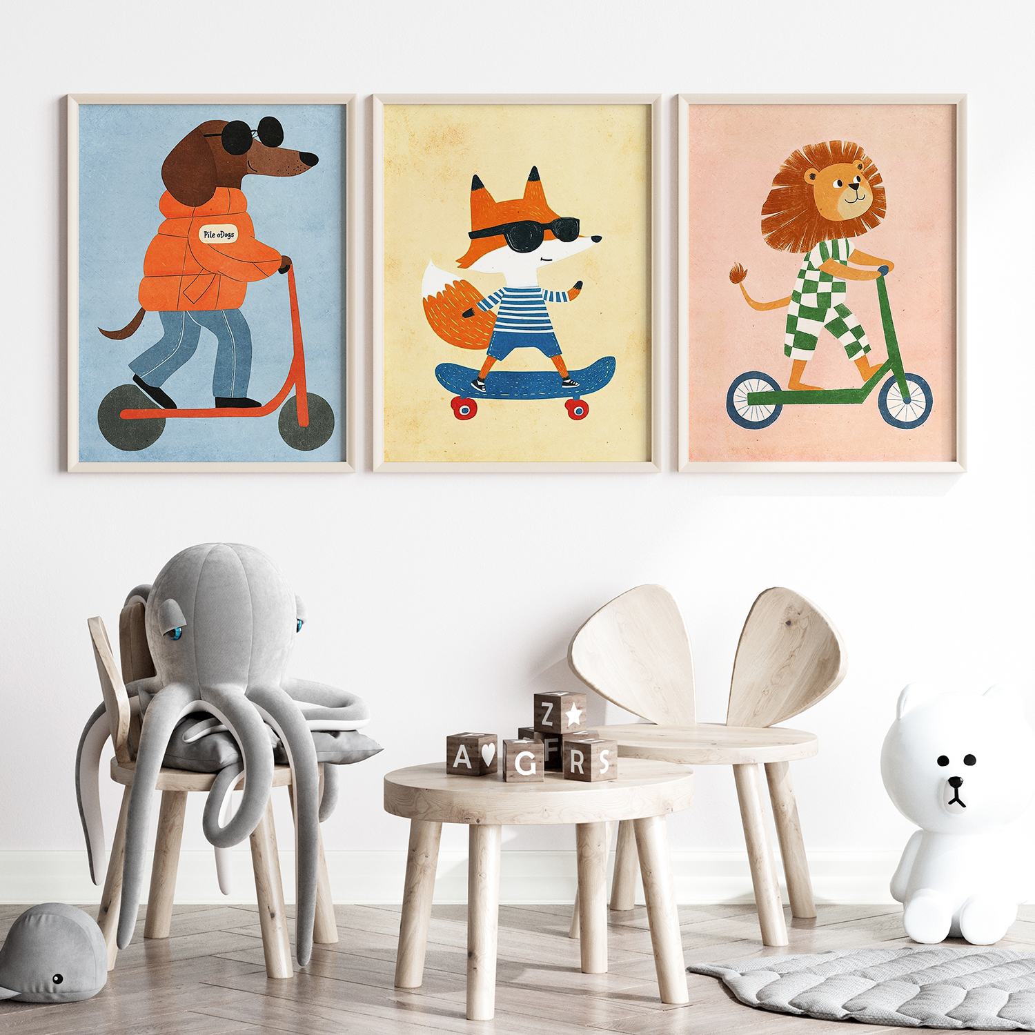 Poster - Dierenrijders / Set van 3