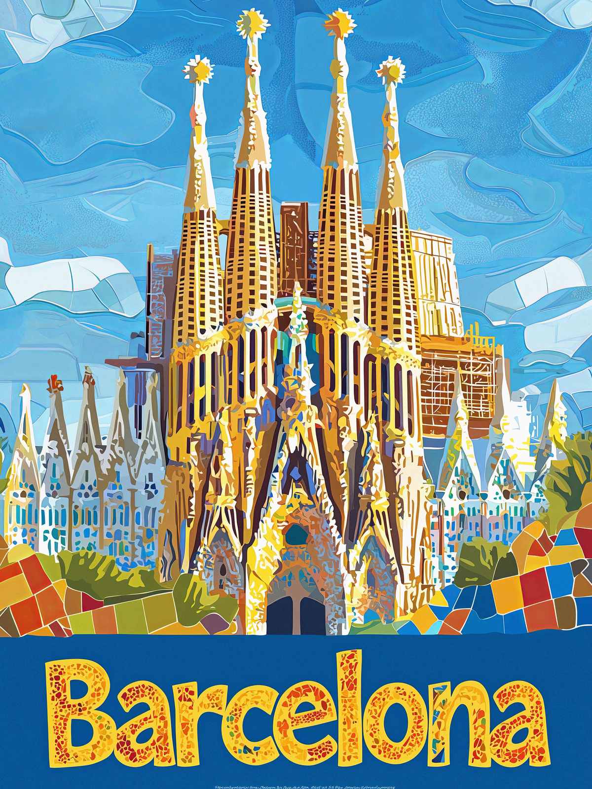 Poster - Barcelona Illustratie