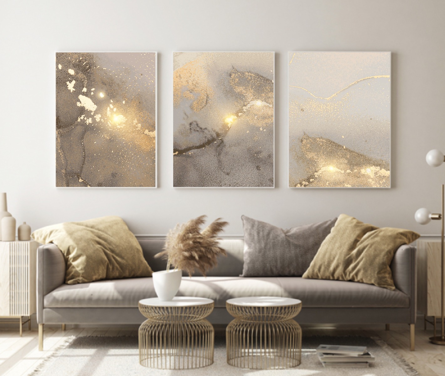 Posters - Gouden marmeren patroon / Set van 3