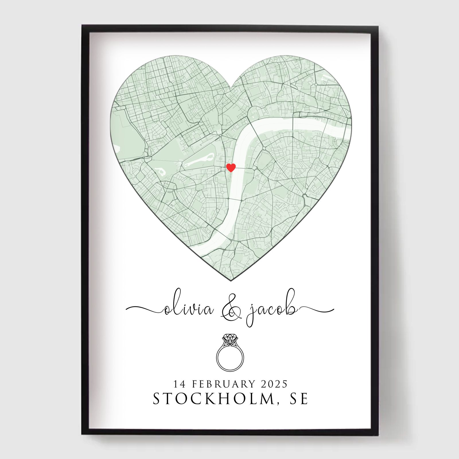 Gepersonaliseerde Poster - Verlovingshart Kaart