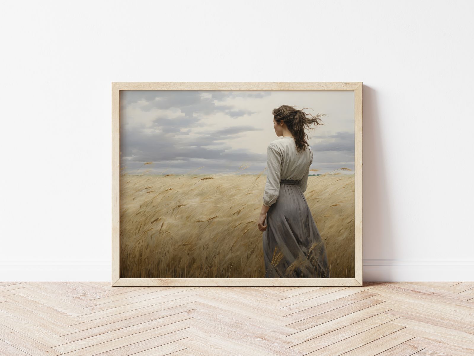 Poster - Vrouw in Graanveld