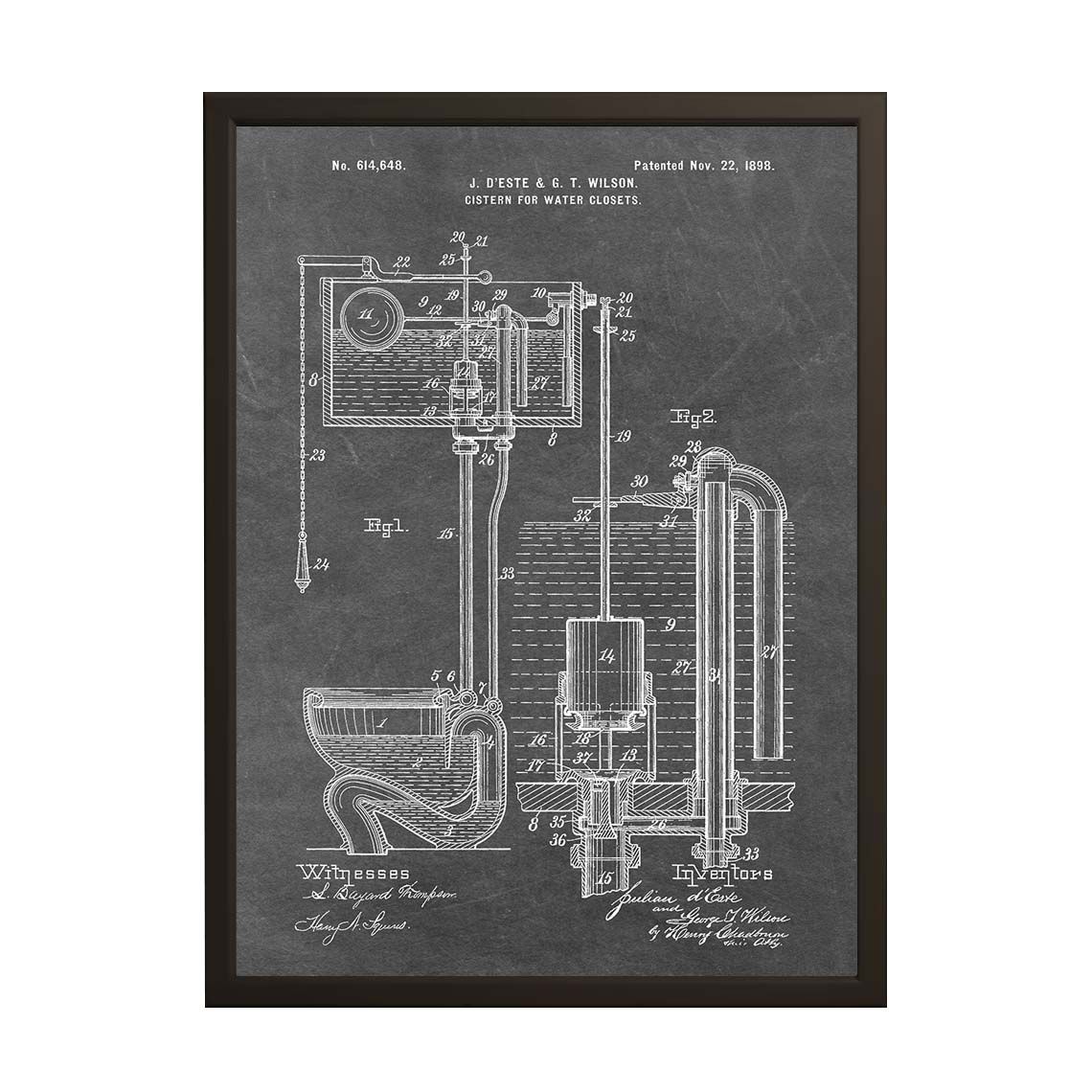 Octrooitekening Poster - Reservoir voor toiletten