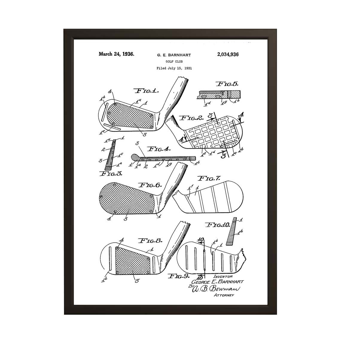 Octrooitekening Poster - Golfclub