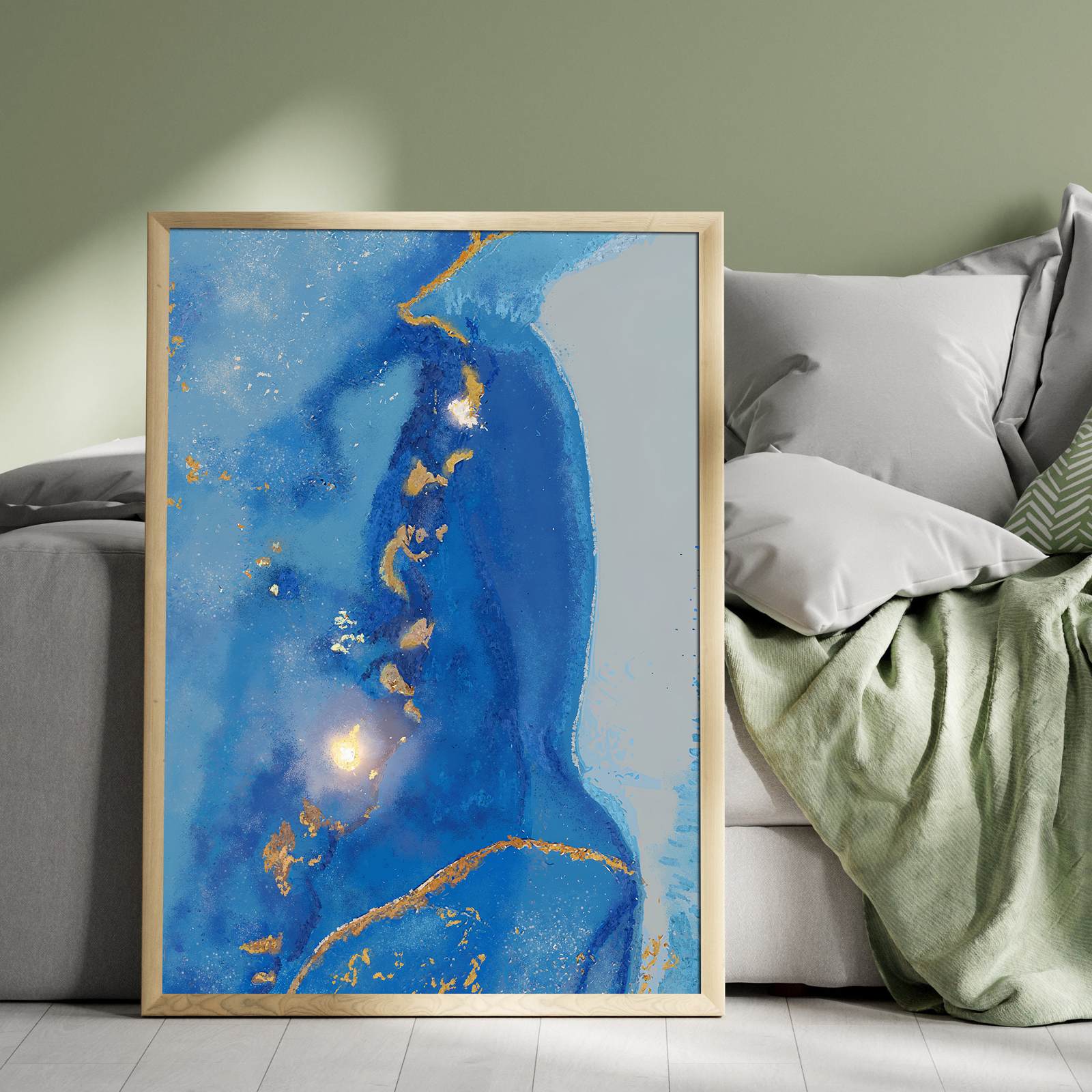 Blauwe Abstracte Wandkunst Poster