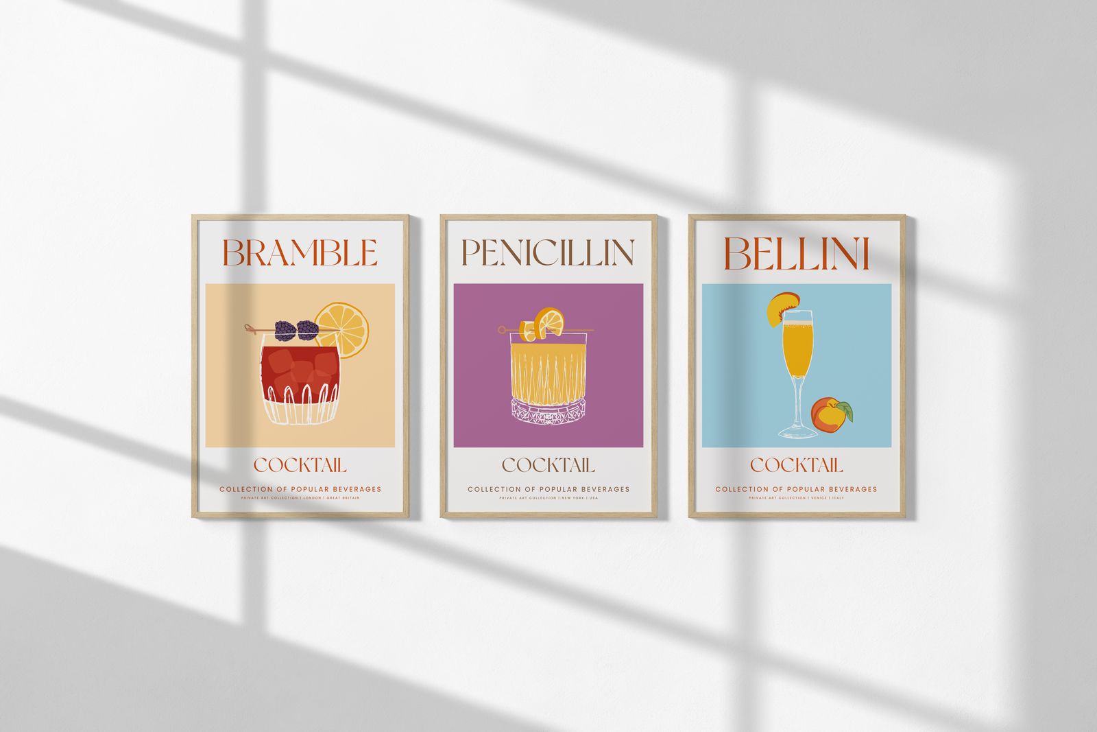 Poster - Cocktail Drank Kunst / Set van 3