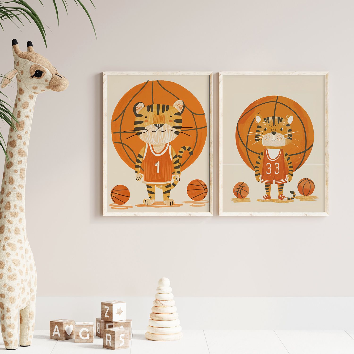 Poster - Basketball Tijger / Set van 2