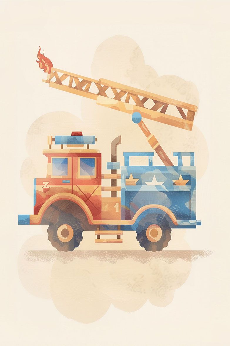 Poster - Brandweerauto Illustratie