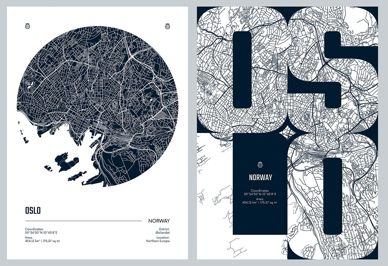 Poster - Oslo Kaartenkunst / Set van 2