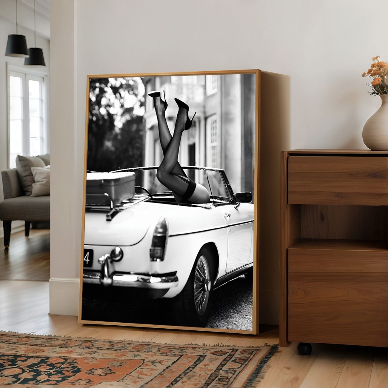 Zwart-wit Auto Poster
