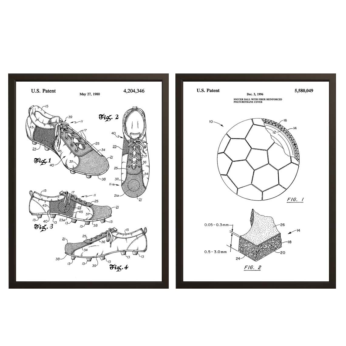Octrooittekening Poster - Voetbal en Schoen Uitvindingen / Set van 2
