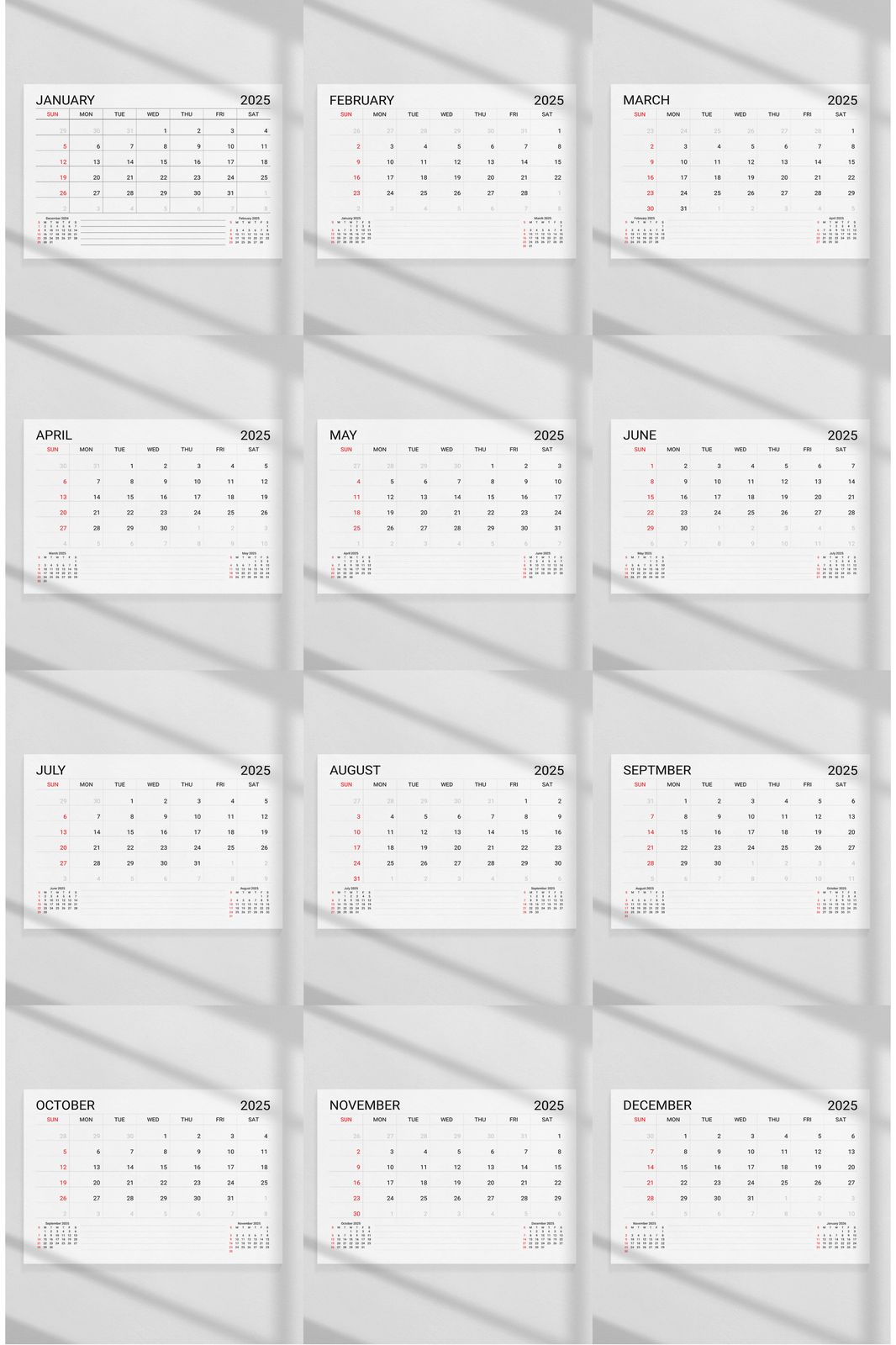 Poster - 2025 Maandelijkse Kalender / Set van 12