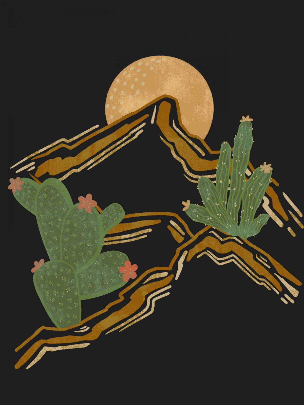 Poster - Woestijncactus en Maan