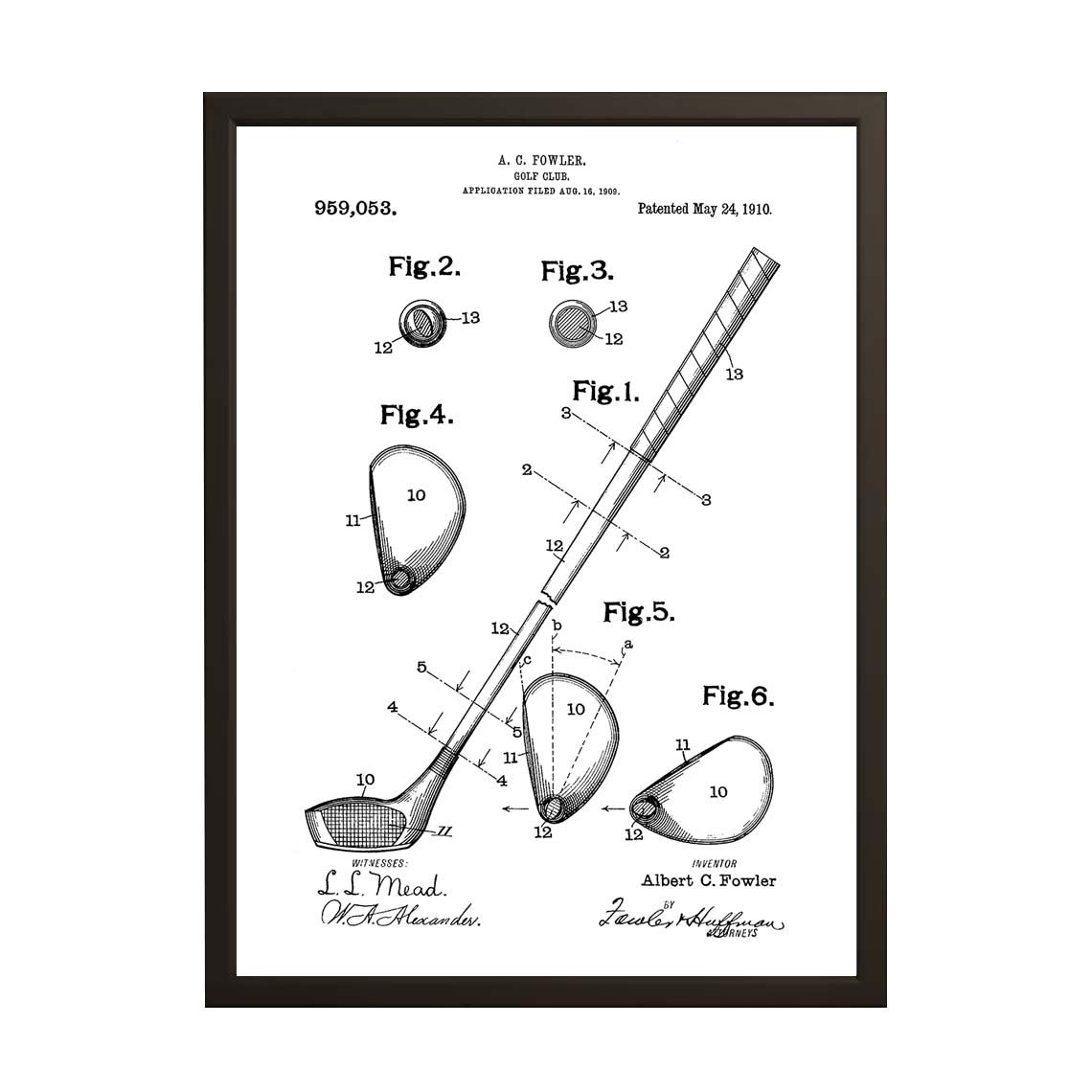 Patenttekening Poster - Golfclub