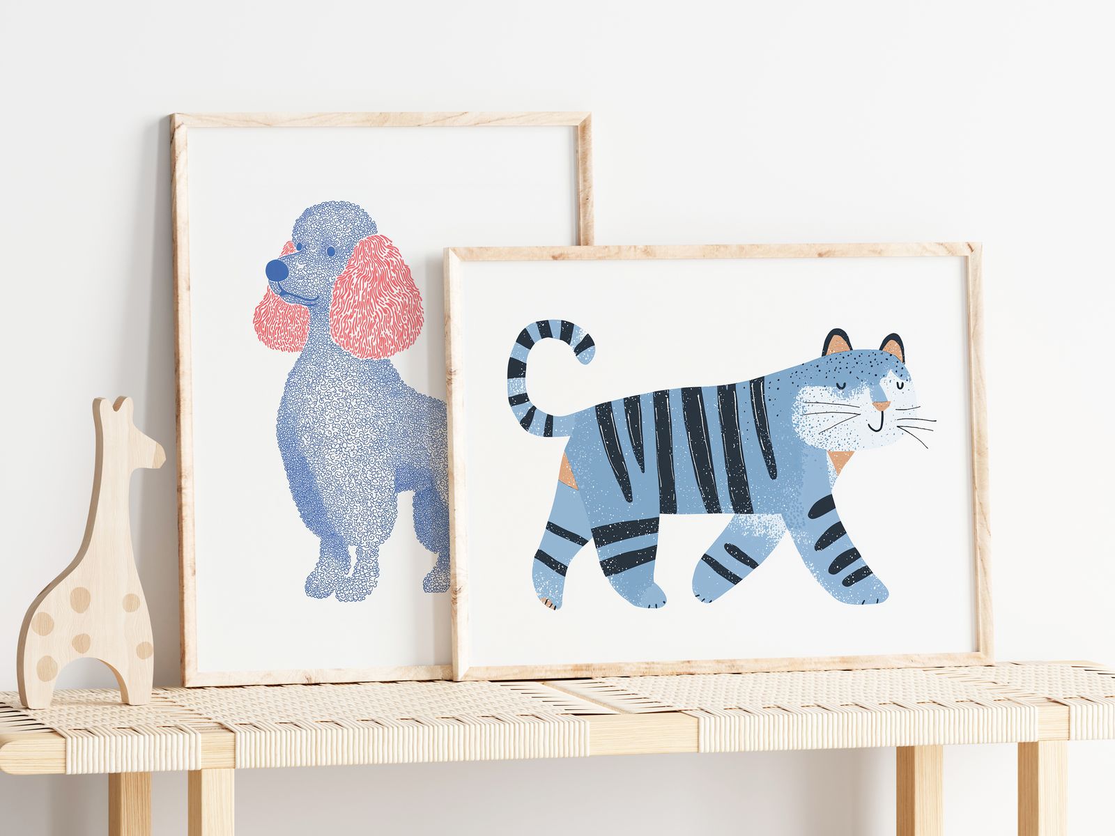 Poster - Hond en Kat Kunst / Set van 2